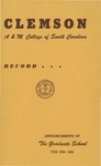 Clemson Graduate School Catalog, 1953-1954